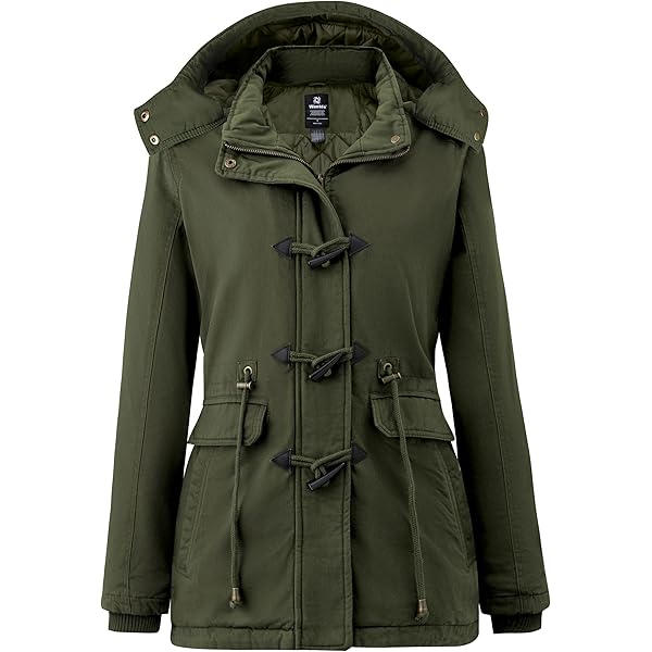 MyShoeStore Women's Wool Duffle Coat with Zip and Toggle Fastening